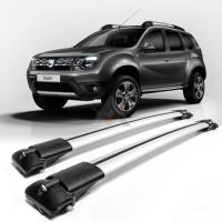 Комплект багажника Aguri Prestige II PS-32 серебристого цвета, для автомобиля Renault-Duster, на классические рейлинги