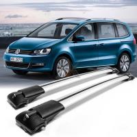 Комплект багажника Aguri Prestige II PS-38 серебристого цвета, для автомобиля Volkswagen Sharan II, на классические рейлинги