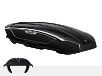 Автобокс на крышу Broomer Venture L, чёрный глянцевый, с центральным усилителем. Быстросъёмное крепление "краб"