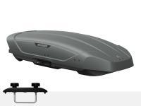 Автобокс на крышу Broomer Venture L, серый матовый текстурный, с центральным усилителем. П-скоба