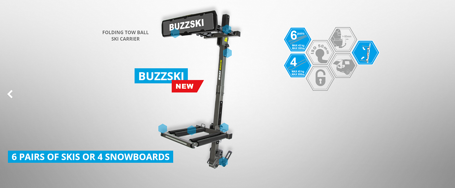 Крепление на ТСУ для перевозки лыж и сноубордов BuzzRack BuzzSki