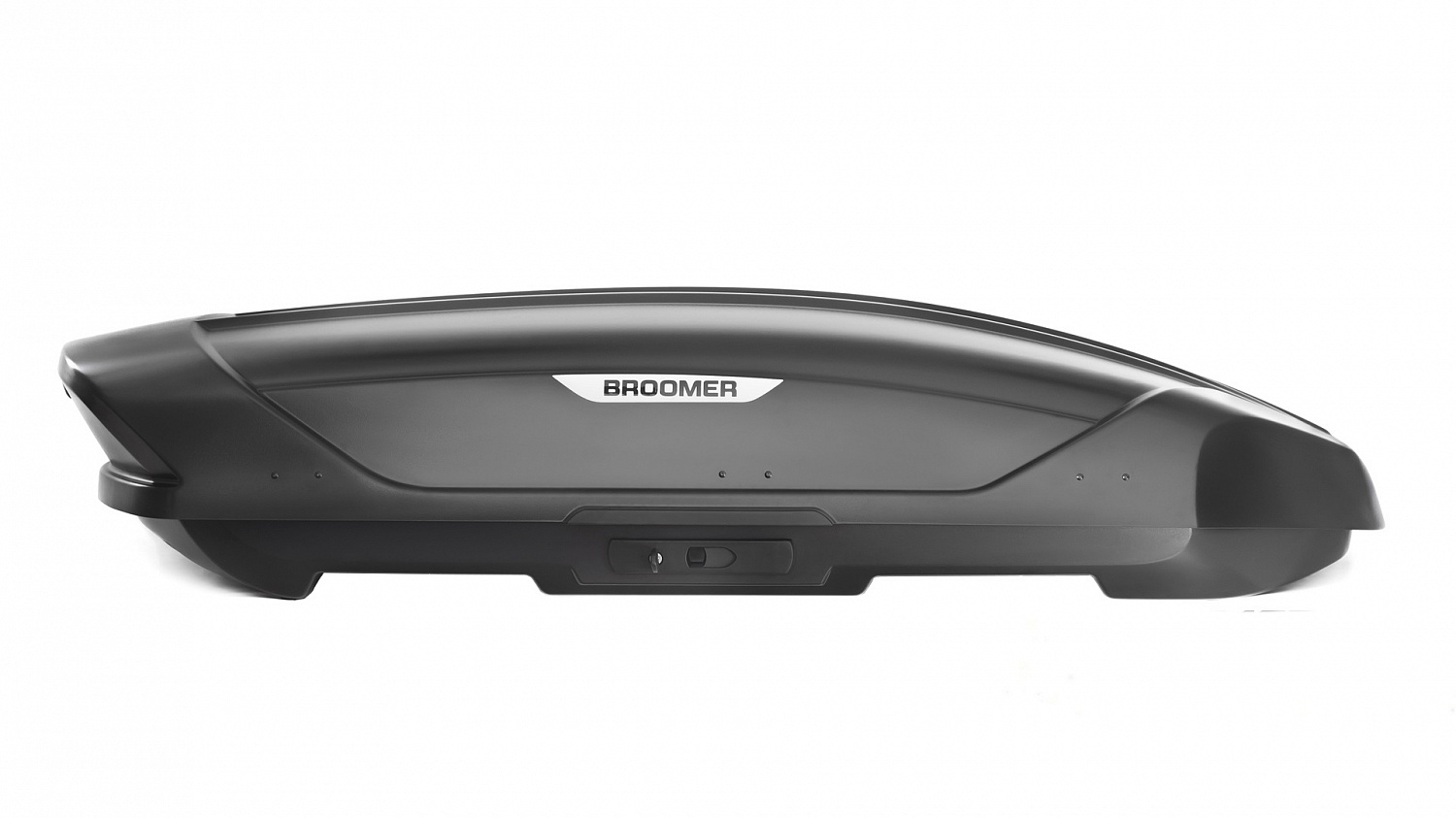 Автобокс на крышу Broomer Venture L, чёрный матовый текстурный. Быстросъёмное крепление "краб"
