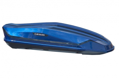 Автобокс на крышу CAYMAN 420, чёрный глянцевый с выделением синего